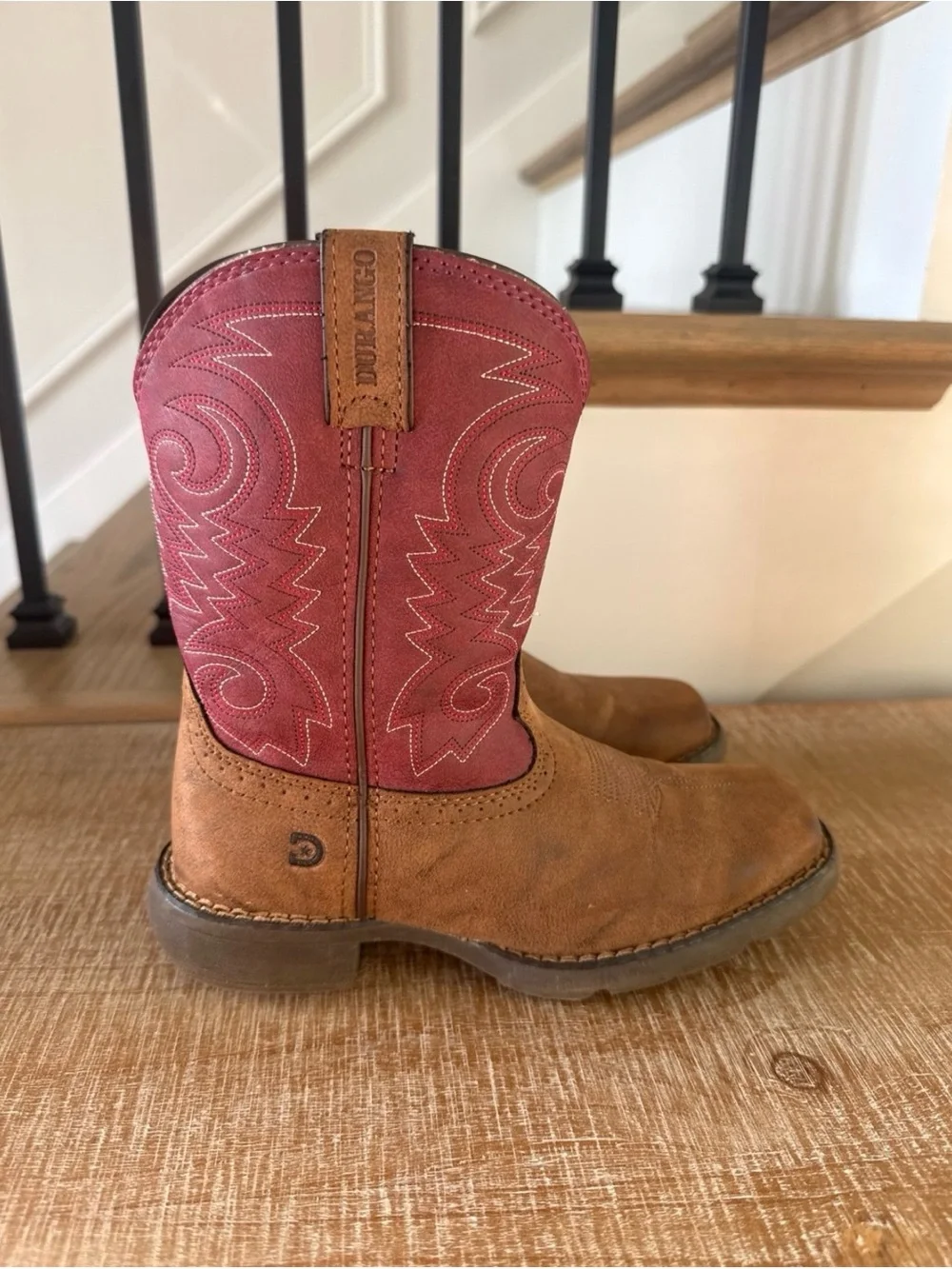 Durango Brown Leather Boot with Pink Accents